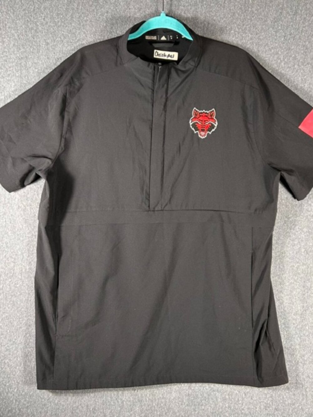 Adidas Arkansas State 1/2 Zip Pullover Mens Sz Medium Black Short Sleeve Redwolf